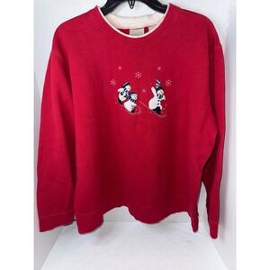 Classic Elements Women XL Holiday Christmas Snowman Sledding Crewneck Sweatshirt